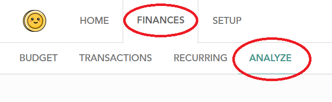 The Analyze tab under Finances in Lunch Money