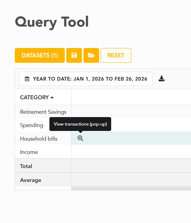 Viewing transactions for a category in the Lunch Money Query Tool